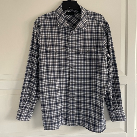 Lacoste Men’s Pebble Rock Gray Plaid Button Down Circle Shirt 20668 - Picture 4 of 10